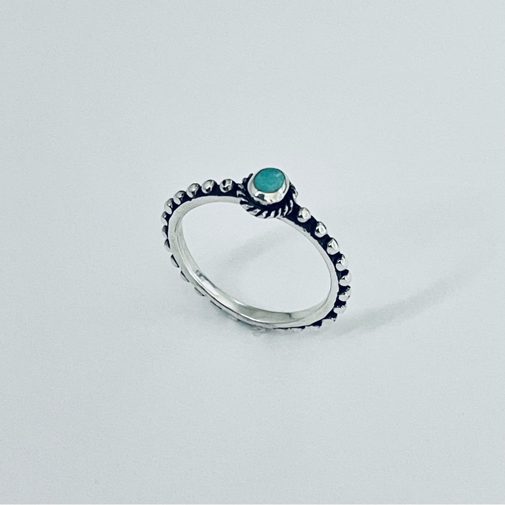 ♥️TOP SELLER♥️ Sterling Silver Mini Bali Style Turquoise Ring, Silver Rings - Picture 2 of 13